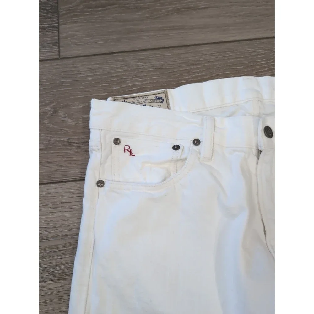 POLO RALPH LAUREN HAMPTON STRAIGHT MEN'S DENIM JEANS HUDSON WHITE 33X32  EUC